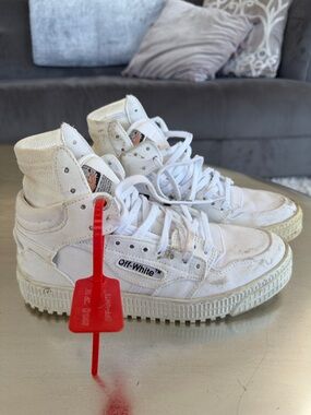 Off-White White High-Top Canvas Sneakers with Zip Tie